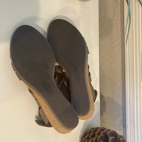 CLARKS Comfort Sandals. Size 12. Taupe; Velcro closure on back; worn once. 🌸 - Picture 2 of 6